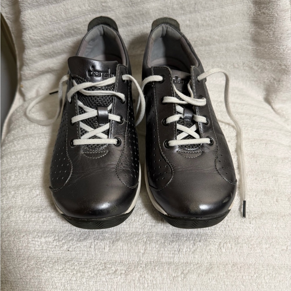 Dansko Women Hillary Casual Low Top Leather Sneaker Metallic Gray 39 US 8-8.5